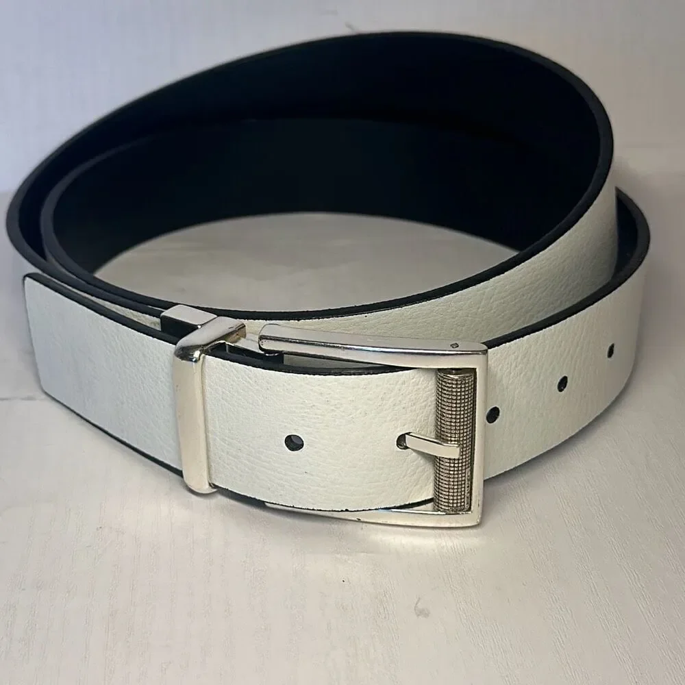 Calvin Klein Men's Reversible Harness Roller Buckle Belt‎ Black/White #73271 47